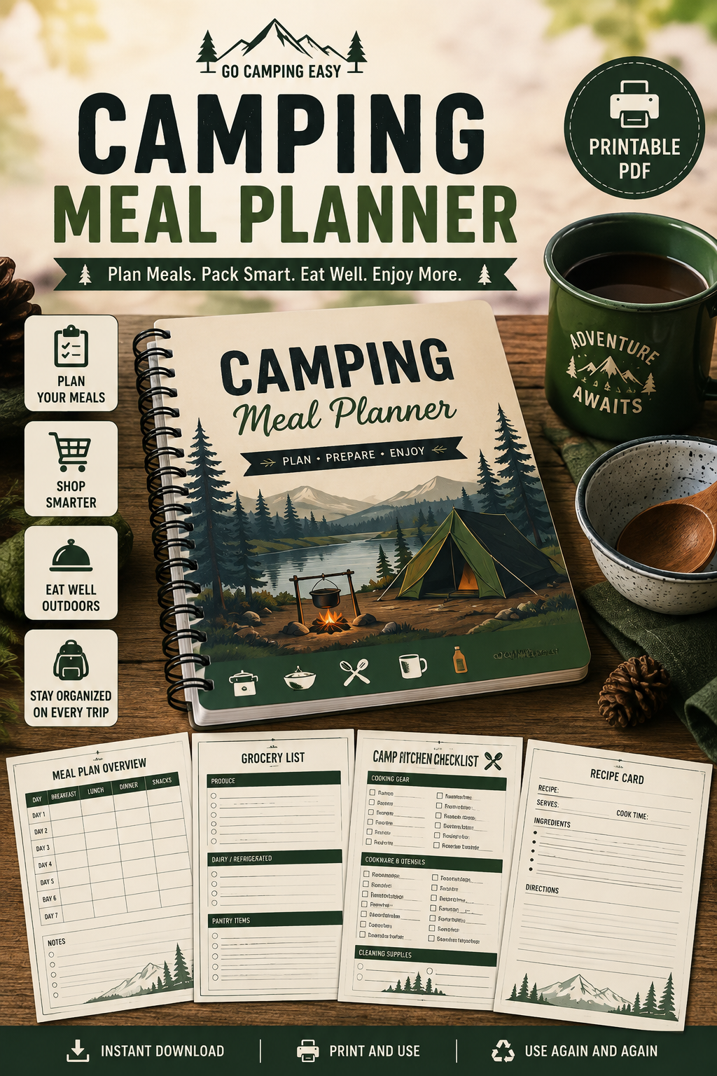 Camping Meal Planner – Plan Your Meals, Pack Smarter & Enjoy the Outdoors